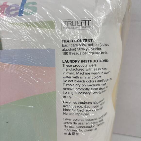 Dayton Hudson Twin Sheets Set Passion Pastels Buttercup 180 Thread Count Vintage - Picture 9 of 9